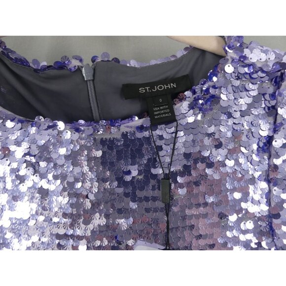 ST. JOHN Womens 0 Scales Dress Sheath Lilac Evening NWT - Picture 7 of 11